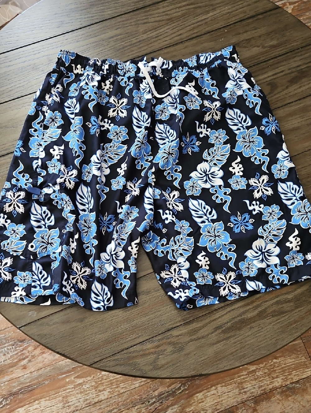 Energy Zone Black, Blue and White Floral Swim Trunks